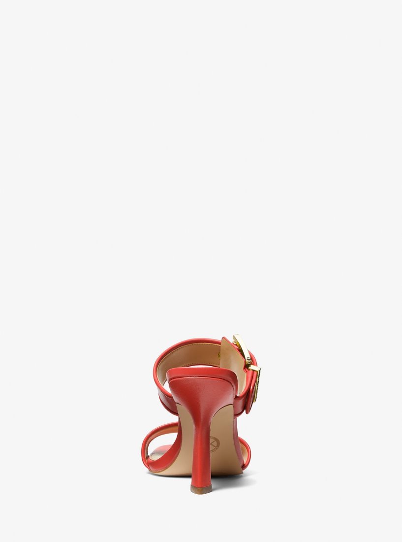 Michael Kors Colby Leather Sandal Sandalen Damen Koralle | KYDHCJ690