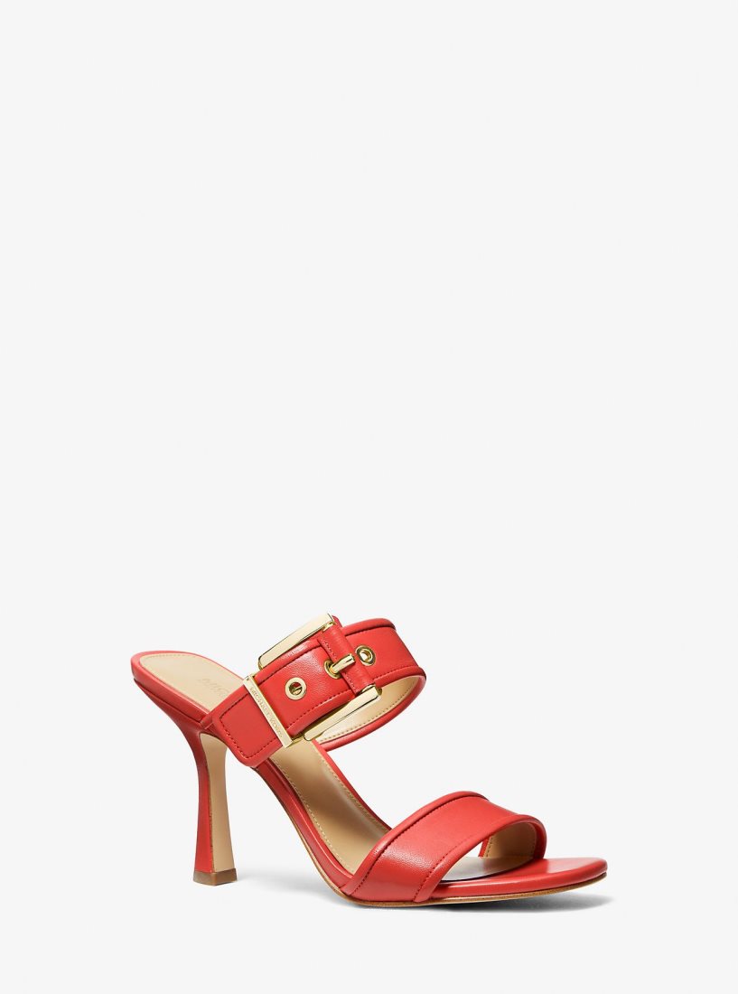 Michael Kors Colby Leather Sandal Sandalen Damen Koralle | KYDHCJ690