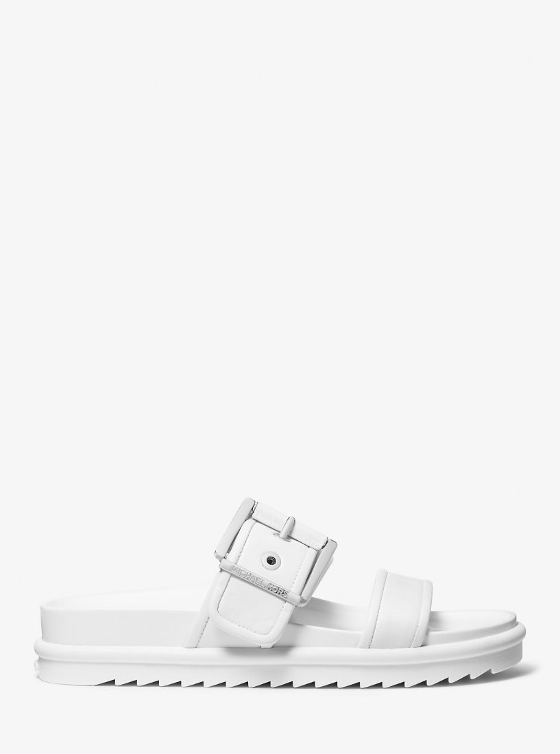 Michael Kors Colby Leather Slide Sandal Sandalen Damen Weiß | KSCJXH503