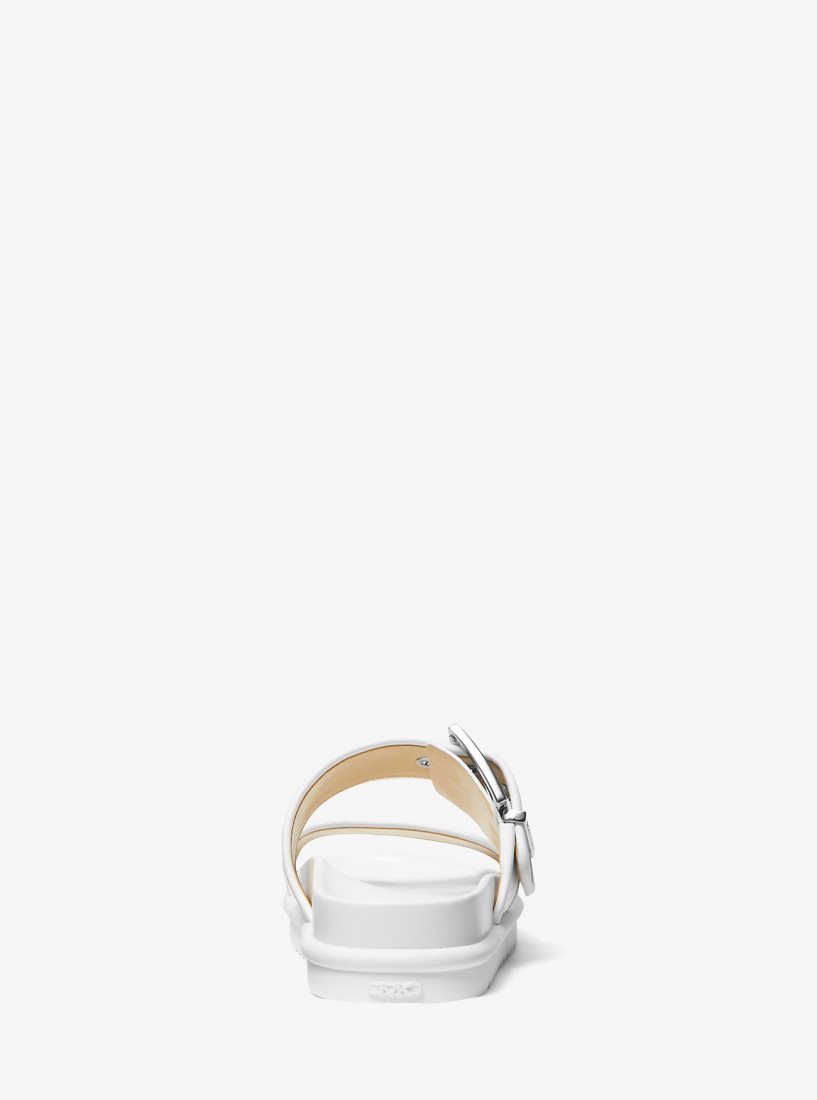 Michael Kors Colby Leather Slide Sandal Sandalen Damen Weiß | KSCJXH503