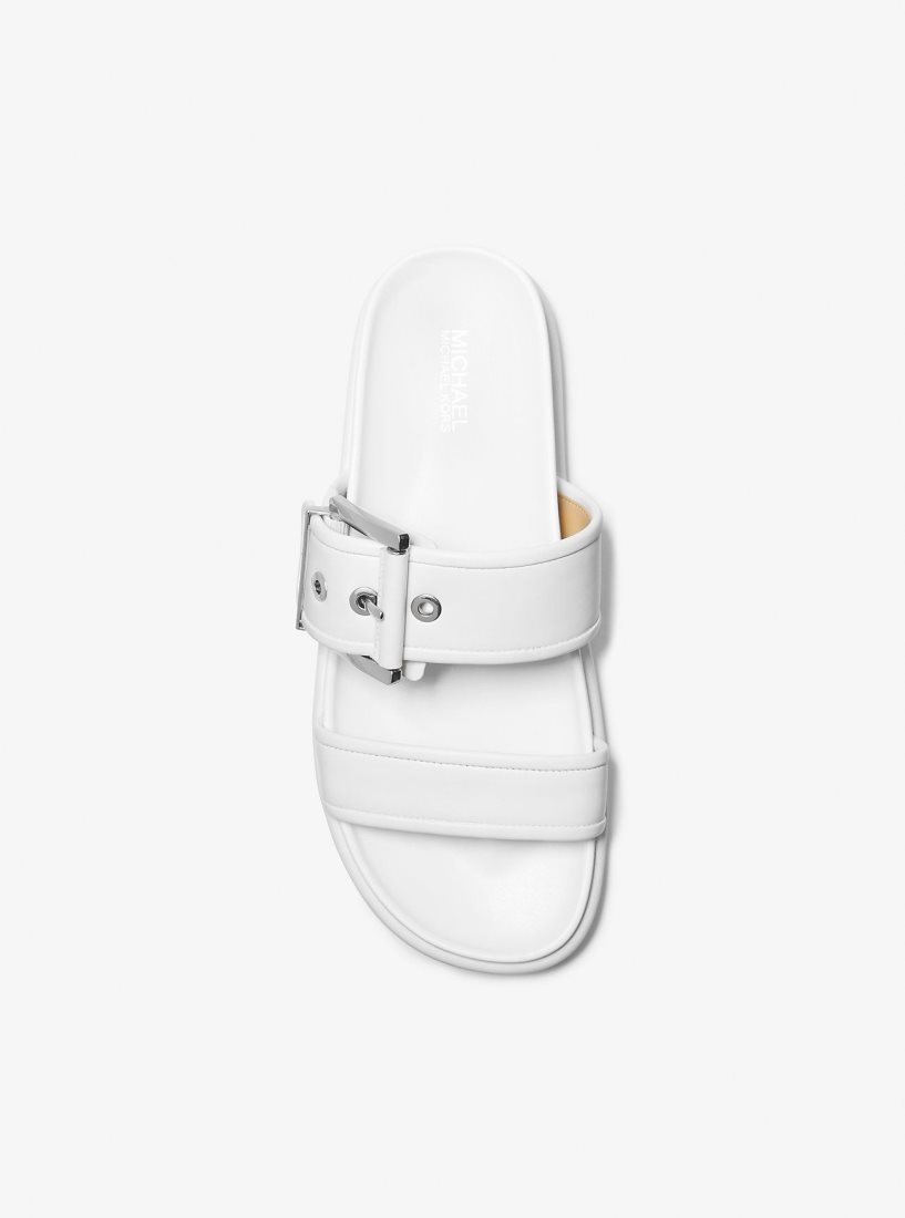 Michael Kors Colby Leather Slide Sandal Sandalen Damen Weiß | KSCJXH503