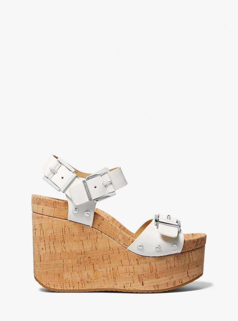 Michael Kors Colby Leather Wedge Sandal Sandalen Damen Weiß | CUKTHR164