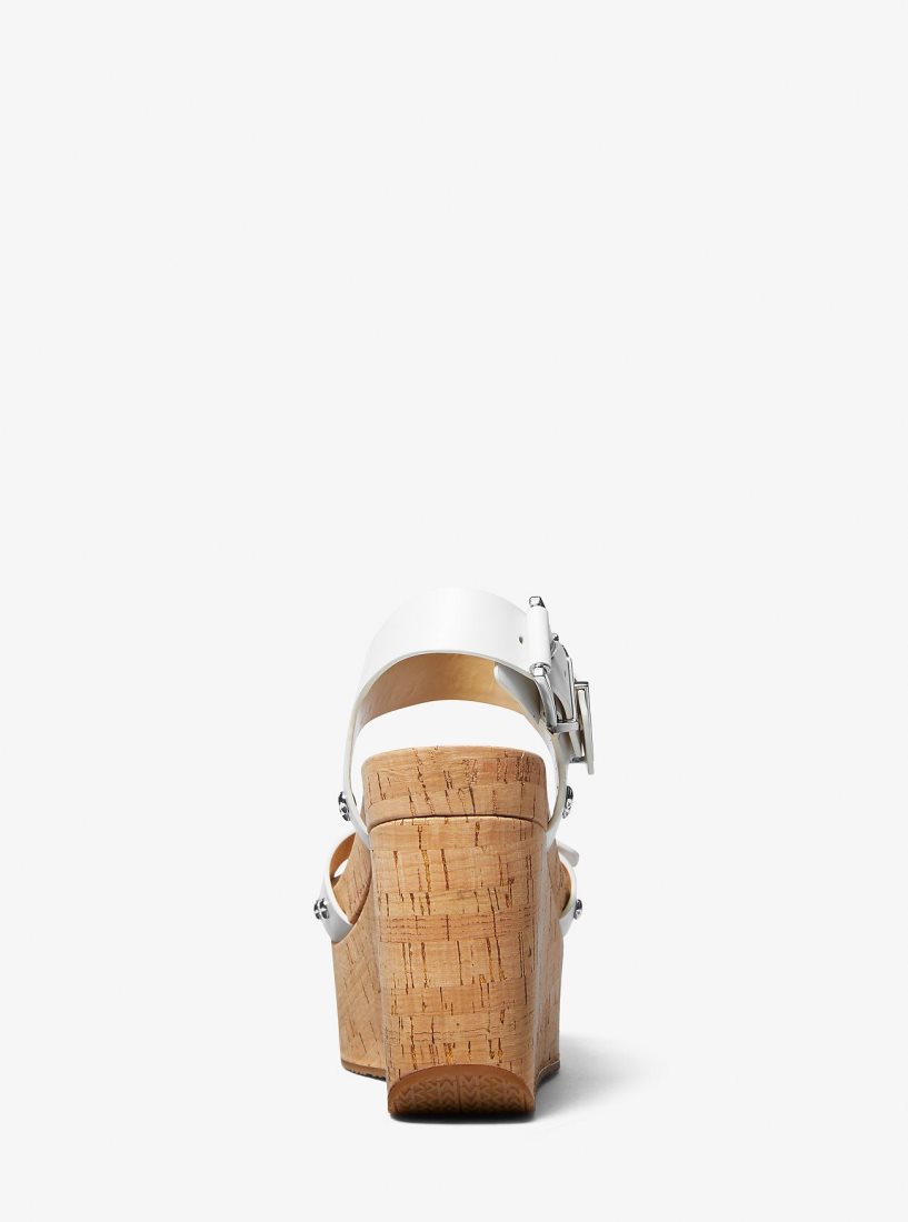 Michael Kors Colby Leather Wedge Sandal Sandalen Damen Weiß | CUKTHR164