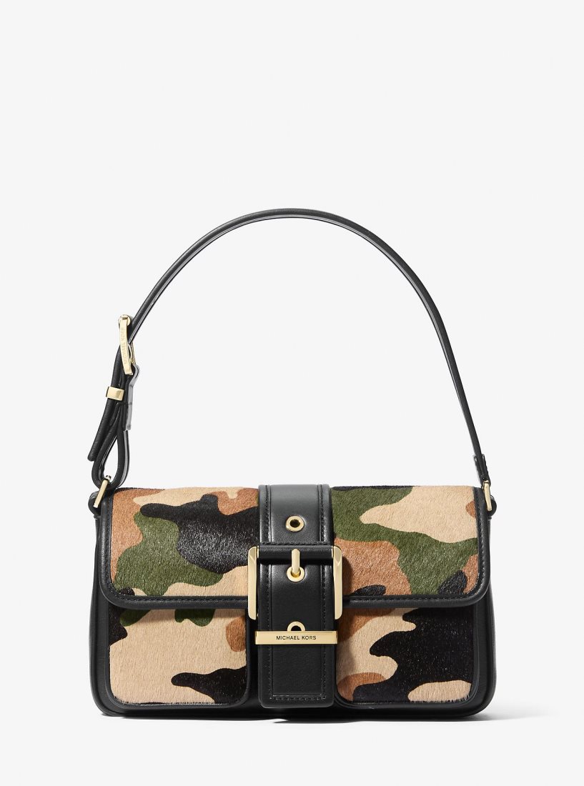 Michael Kors Colby Medium Camouflage Print Calf Hair Shoulder Bag Schultertasche Damen Olivgrün Mehrfarbig | GYKZBP329