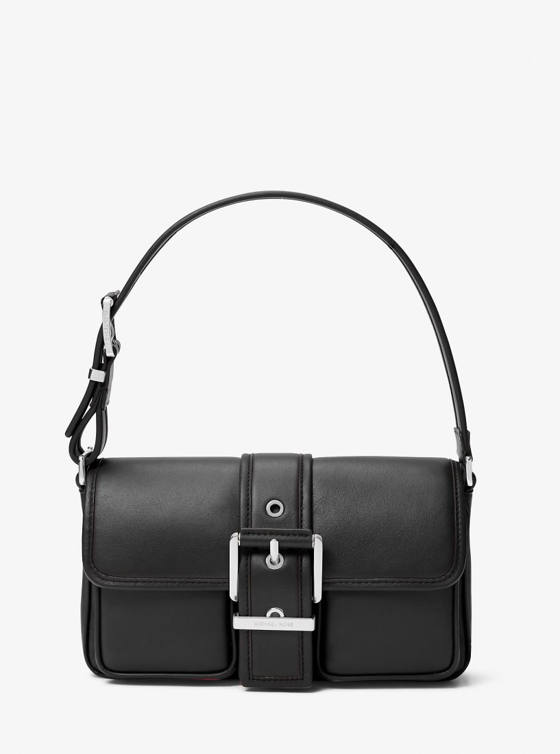 Michael Kors Colby Medium Leather Shoulder Bag Schultertasche Damen Schwarz | FKPJOD782