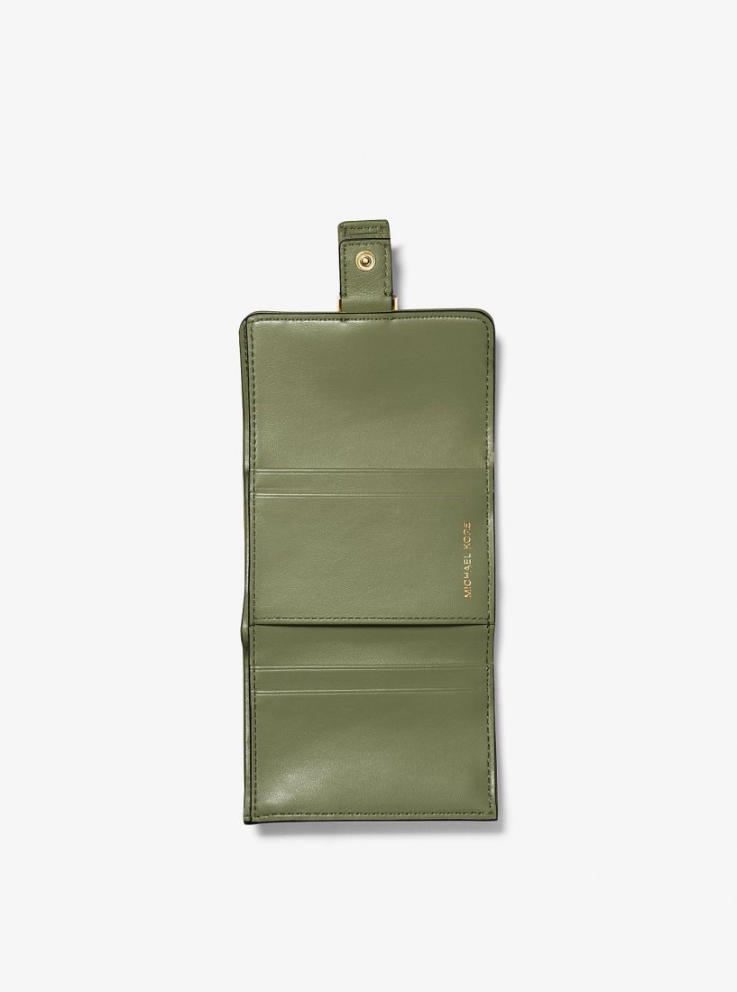 Michael Kors Colby Small Leather Tri-Fold Wallet Geldbörse Damen Olivgrün | KYBSEQ794