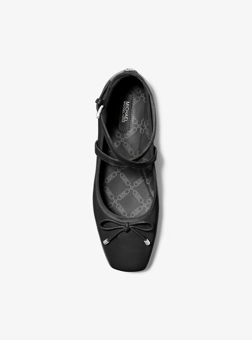 Michael Kors Collette Leather Ballet Flat Flache Schuhe Damen Schwarz | IKZETL298