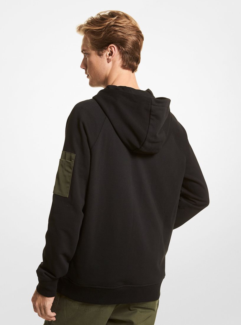 Michael Kors Cotton Blend Half-Zip Hoodie T-shirts Herren Schwarz | VWBFIG587