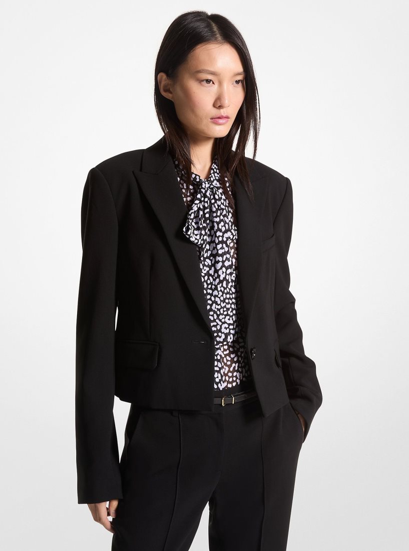 Michael Kors Crepe Cropped Blazer Jacken Damen Schwarz | BNWAKC569