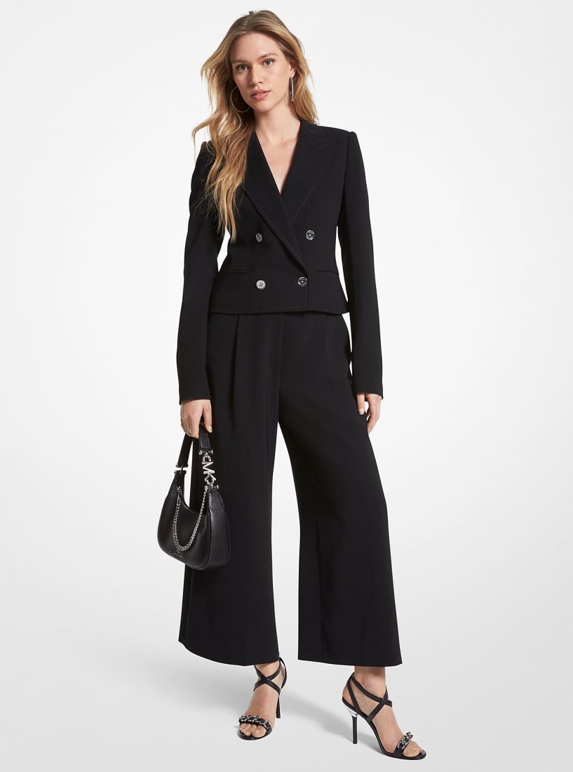 Michael Kors Cropped Crepe Blazer Jacken Damen Schwarz | QFRHBT791