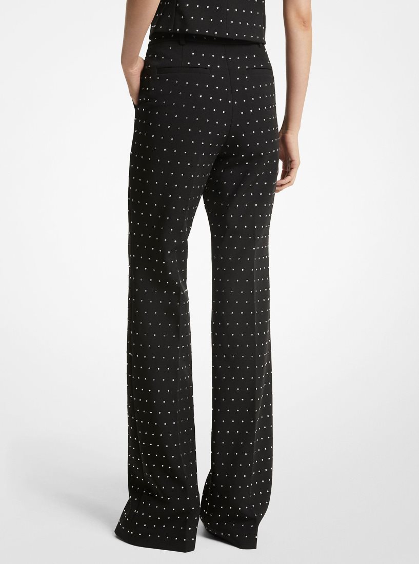 Michael Kors Crystal Embellished Stretch Crepe Bootcut Pants Hose Damen Schwarz | SKVWAJ316