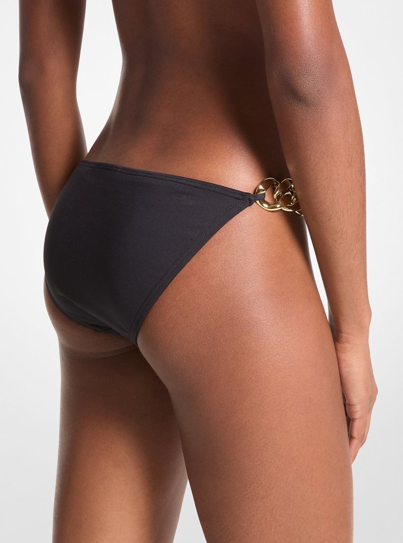 Michael Kors Curb-Link Bikini Bottom Bademode Damen Schwarz | CIHMGO041