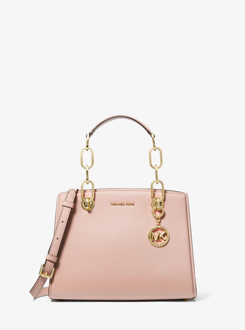 Michael Kors Cynthia Small Leather Satchel Satchel Tasche Damen Rosa | DKIUMV157
