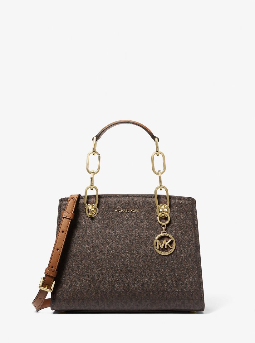 Michael Kors Cynthia Small Signature Logo Satchel Satchel Tasche Damen Brn/Acorn | AOGKQS651