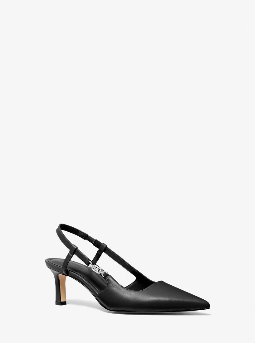 Michael Kors Daniella Leather Slingback Pump Pumps Damen Schwarz | MGESIC796