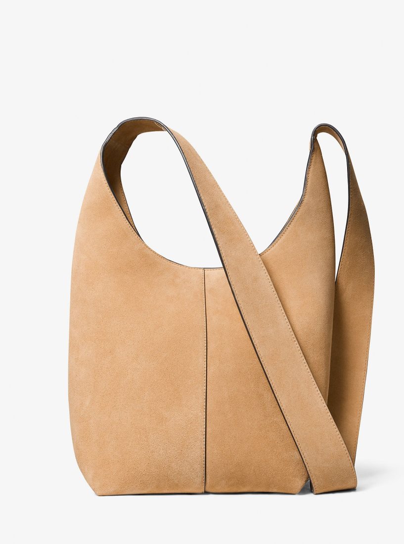Michael Kors Dede Medium Suede Hobo Bag Schultertasche Damen Braun | SAHCFZ568