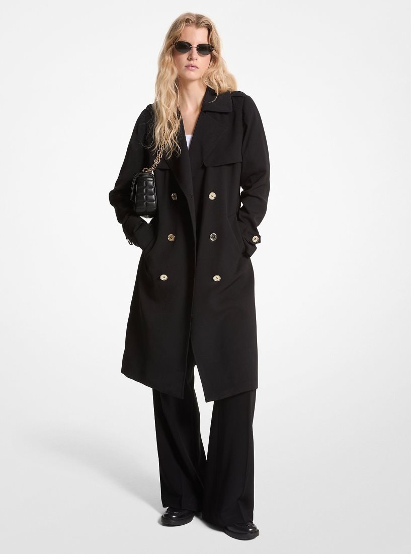 Michael Kors Draped Woven Trench Coat Jacken Damen Schwarz | INWFLY702