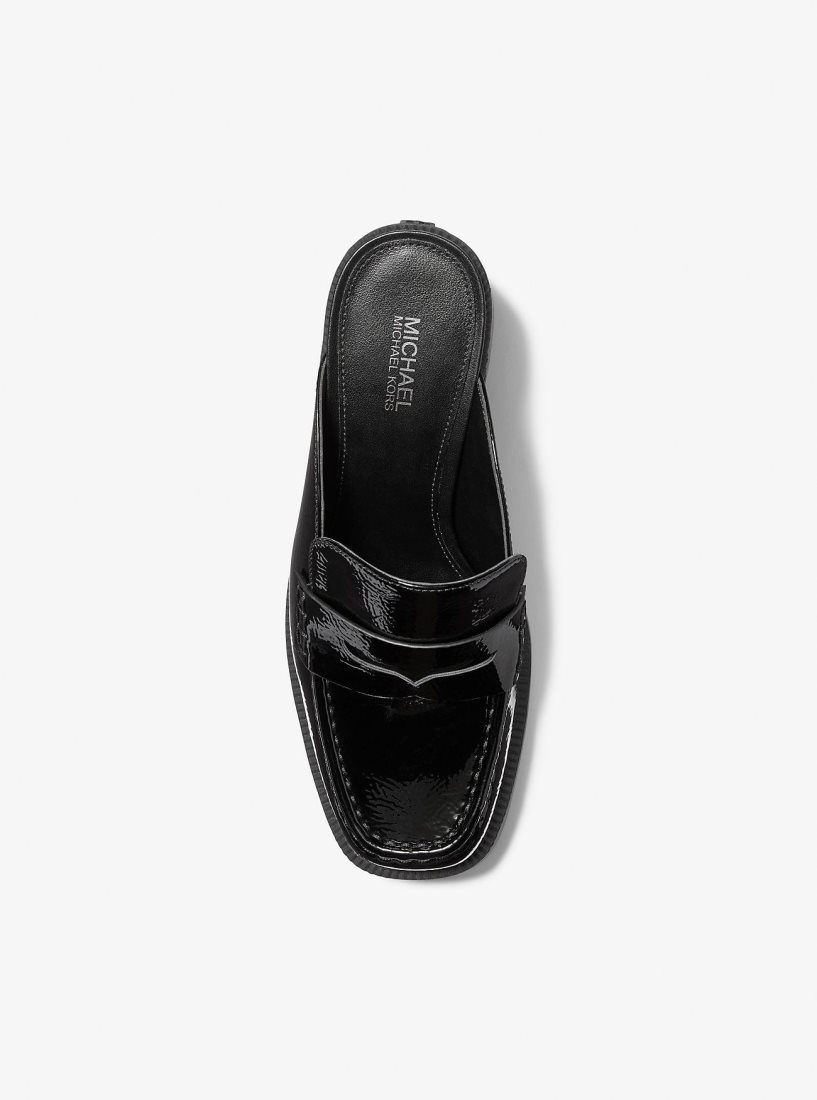Michael Kors Eden Crackled Patent Leather Platform Mule Plateauschuhe Damen Schwarz | WSPMNB158