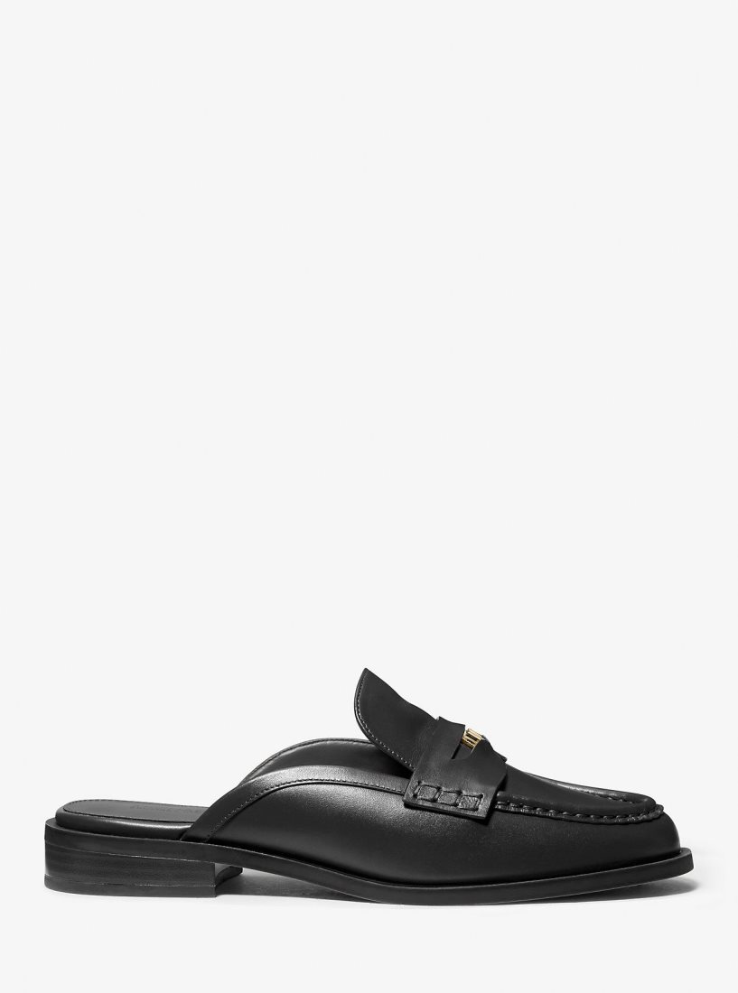 Michael Kors Eden Leather Mule Flache Schuhe Damen Schwarz | PGBIMZ621