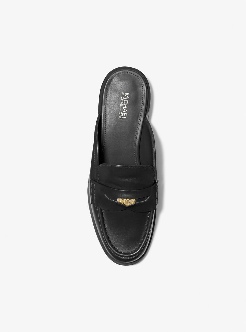 Michael Kors Eden Leather Mule Flache Schuhe Damen Schwarz | PGBIMZ621