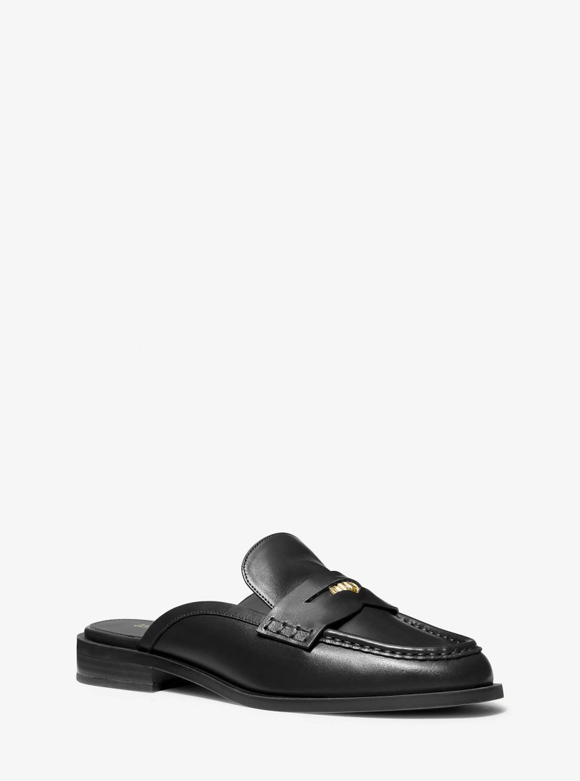 Michael Kors Eden Leather Mule Flache Schuhe Damen Schwarz | PGBIMZ621