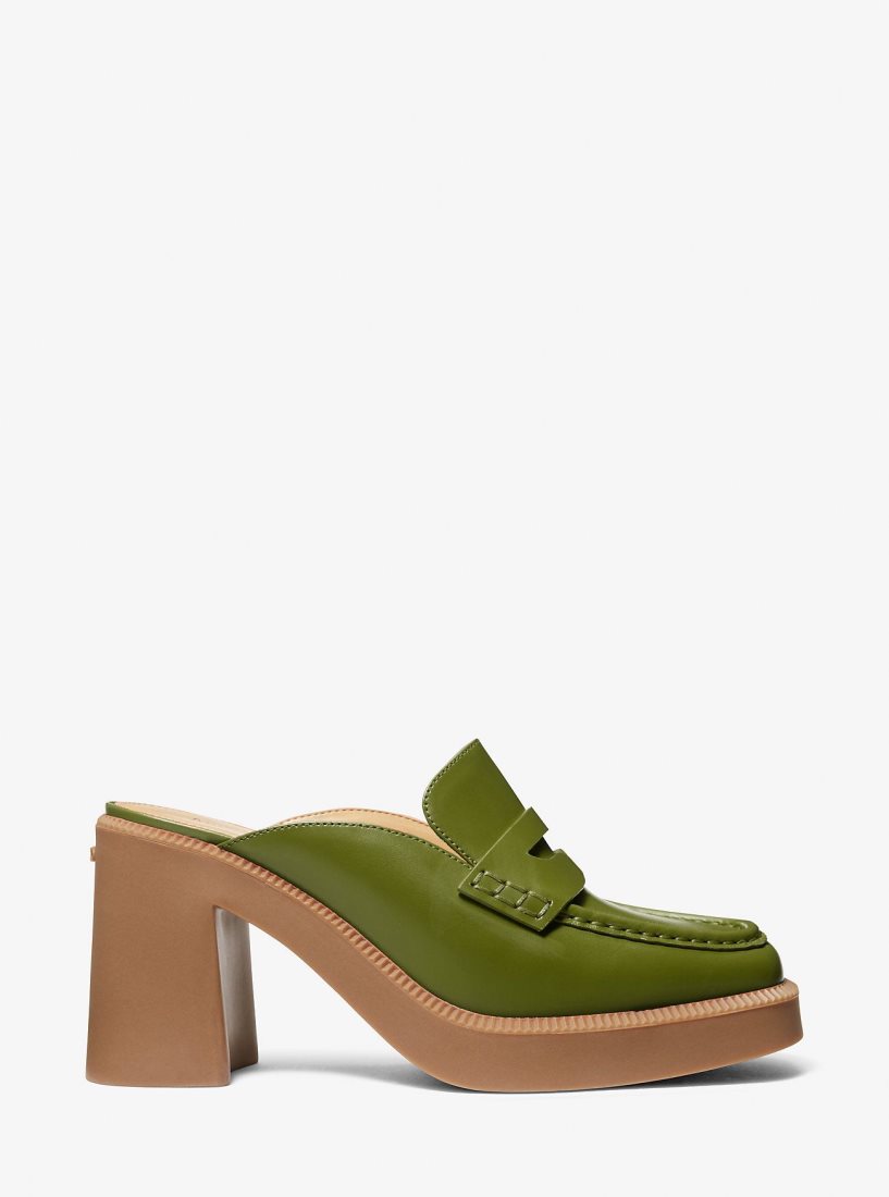 Michael Kors Eden Leather Platform Mule Pumps Damen Olivgrün | ZJFCEK823