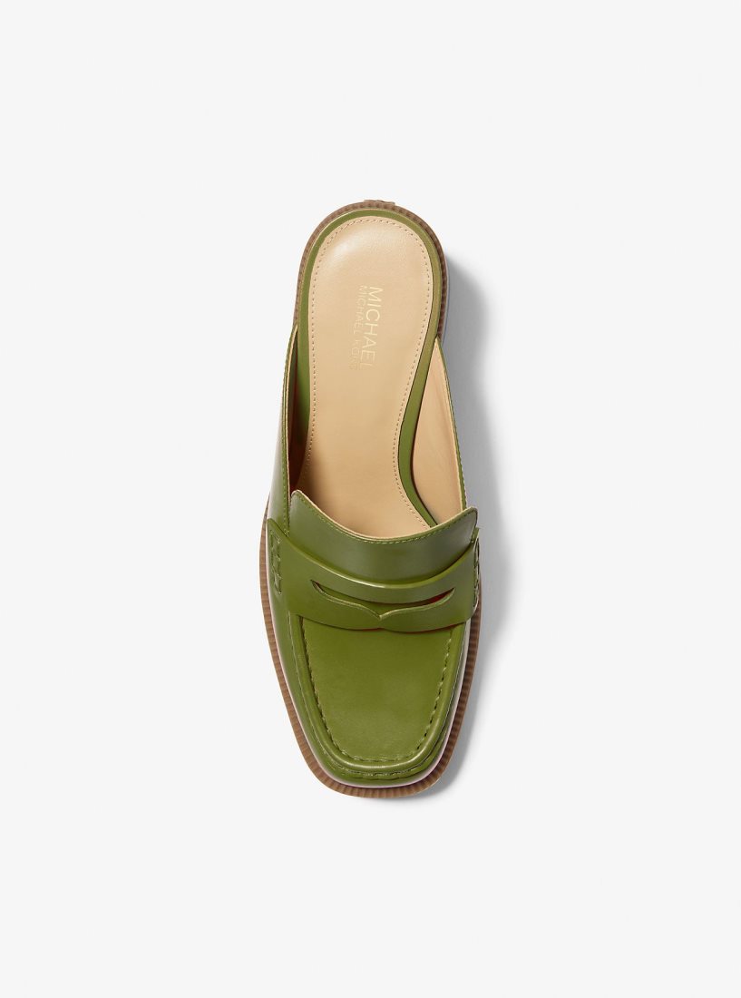 Michael Kors Eden Leather Platform Mule Pumps Damen Olivgrün | ZJFCEK823
