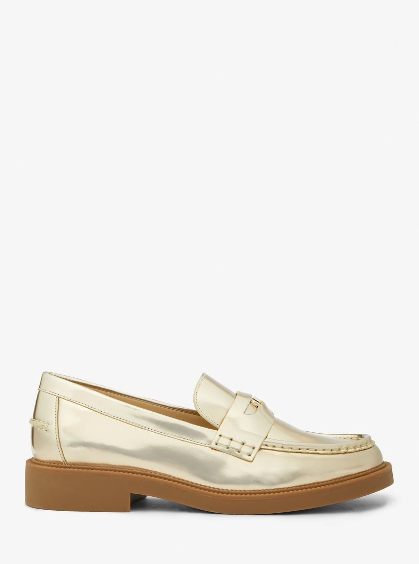 Michael Kors Eden Metallic Leather Loafer Flache Schuhe Damen Gold | AGIOJR965