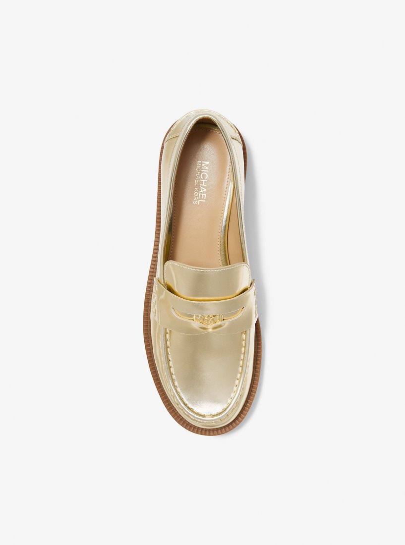 Michael Kors Eden Metallic Leather Loafer Flache Schuhe Damen Gold | AGIOJR965