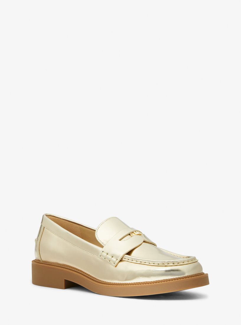 Michael Kors Eden Metallic Leather Loafer Flache Schuhe Damen Gold | AGIOJR965