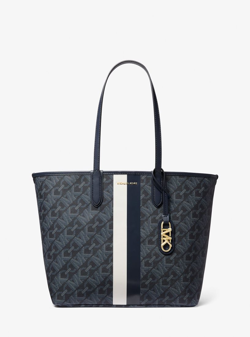 Michael Kors Eliza Large Empire Signature Logo Stripe Tote Bag Handtasche Damen Admrl/Plblue | AWNFZO681