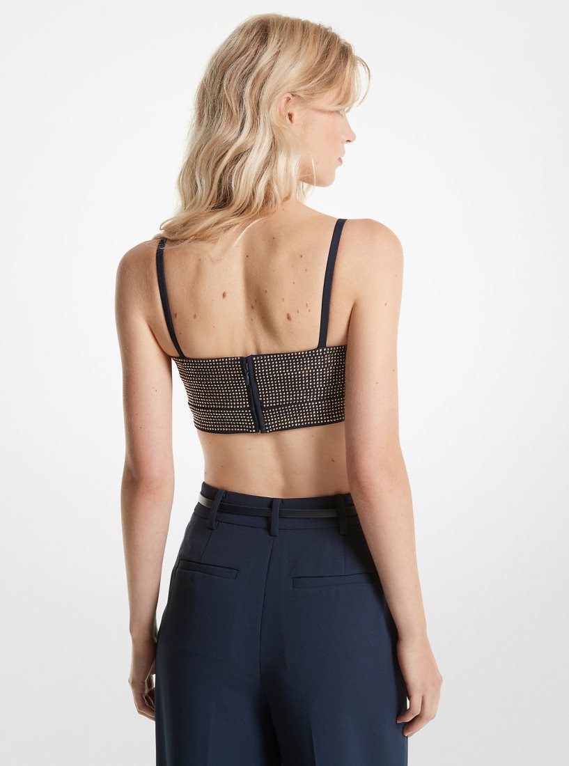 Michael Kors Embellished Stretch Crepe Bustier Top Oberteile Damen Midnightblue | ZRHLNG809