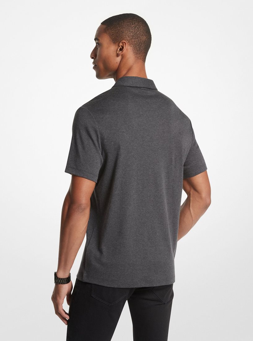 Michael Kors Embroidered Logo Cotton Polo Shirt T-shirts Herren Grau | PLXSGV195