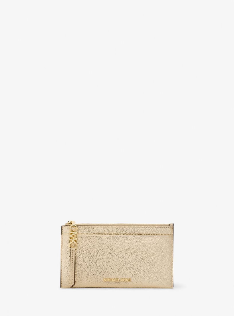 Michael Kors Empire Large Metallic Leather Card Case Kartenhülle Damen Gold | JAGFBH437