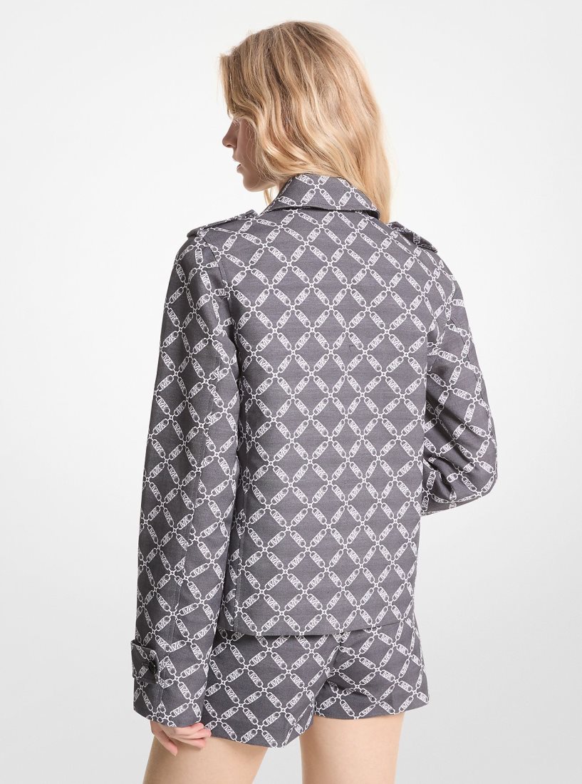 Michael Kors Empire Logo Jacquard Cropped Peacoat Jacken Damen Schwarz Weiß | QRGWCJ085