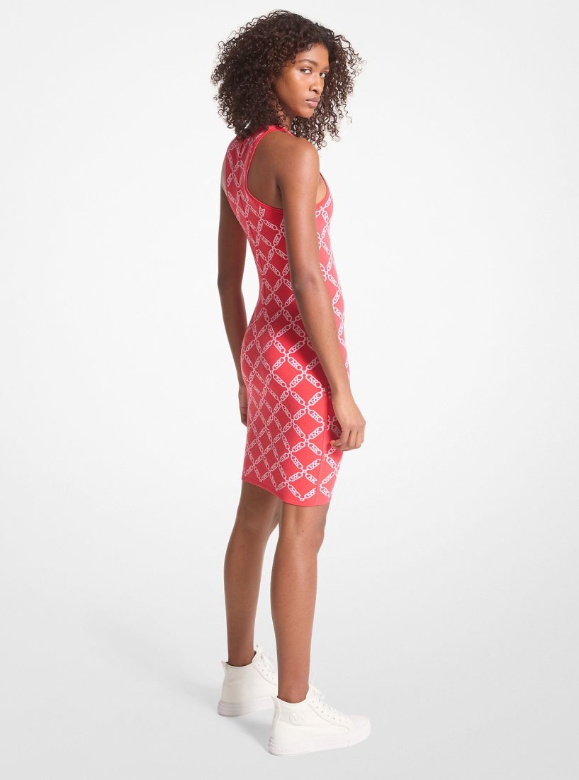 Michael Kors Empire Logo Jacquard Tank Dress Kleid Damen Koralle | SMOBUD728