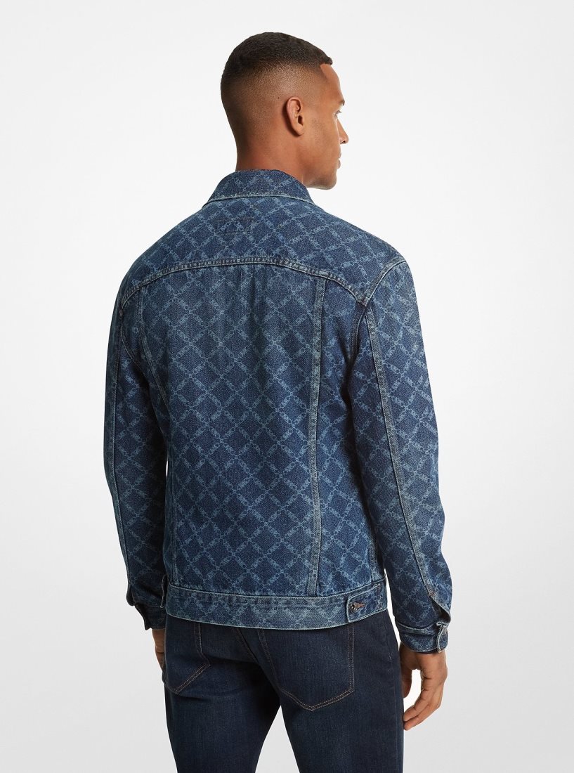 Michael Kors Empire Logo Print Denim Jacket Jacken Herren Taylor | TVXLDE748