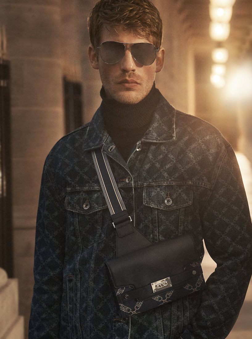 Michael Kors Empire Logo Print Denim Jacket Jacken Herren Taylor | TVXLDE748