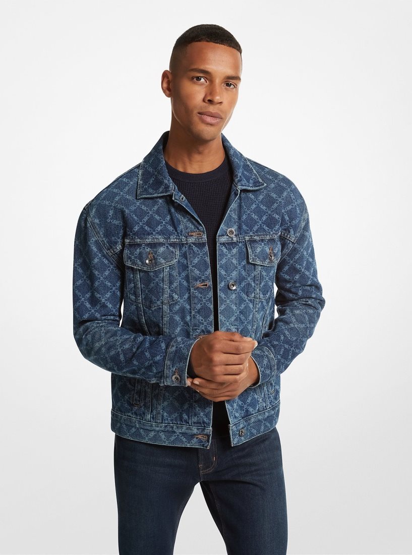Michael Kors Empire Logo Print Denim Jacket Jacken Herren Taylor | TVXLDE748