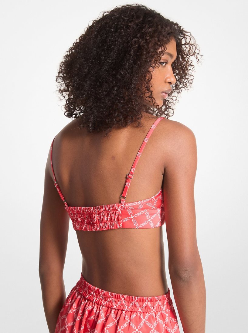 Michael Kors Empire Logo Print Satin Bra Top Oberteile Damen Koralle | GACUNR908