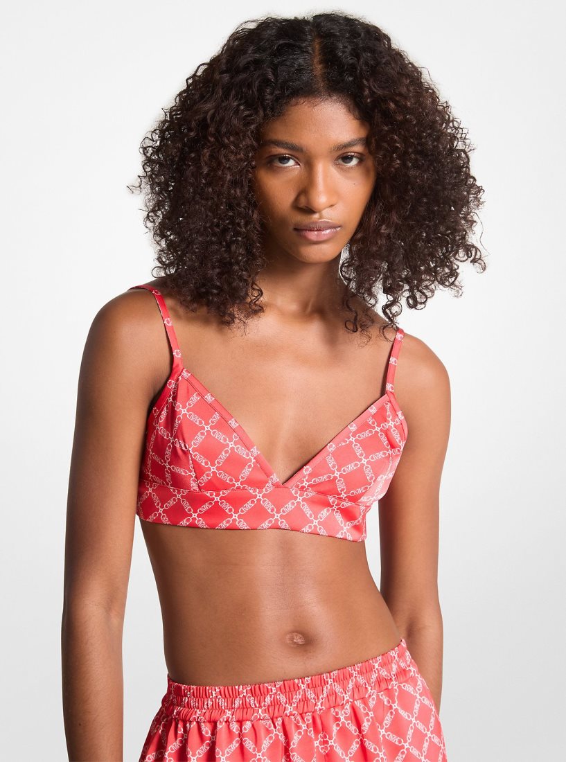 Michael Kors Empire Logo Print Satin Bra Top Oberteile Damen Koralle | GACUNR908