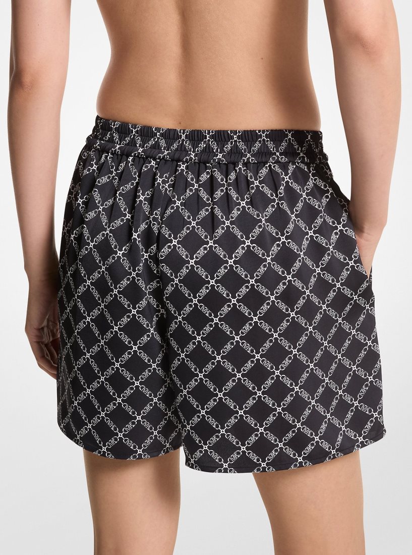 Michael Kors Empire Logo Print Satin Shorts Röcke Damen Schwarz Weiß | XFCEJK630