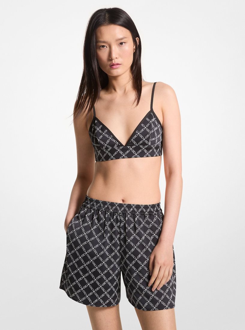 Michael Kors Empire Logo Print Satin Shorts Röcke Damen Schwarz Weiß | XFCEJK630