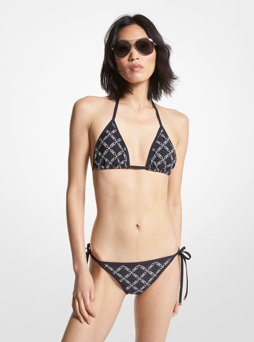 Michael Kors Empire Logo Triangle Bikini Top Bademode Damen Schwarz | EUQDBW603