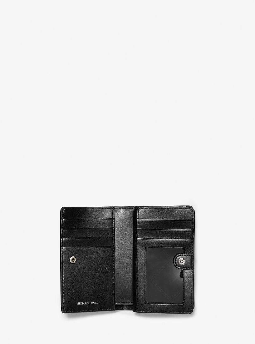 Michael Kors Empire Medium Leopard Logo Wallet Geldbörse Damen Schwarz | AIMFSL958