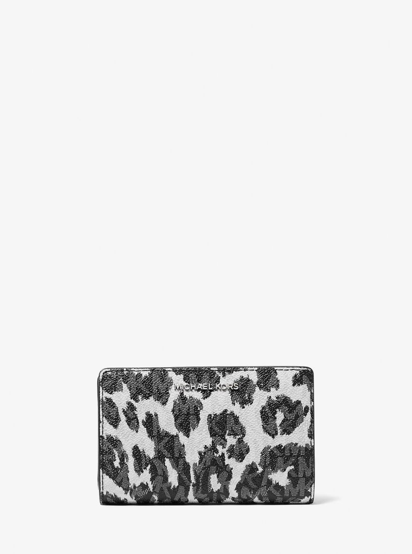 Michael Kors Empire Medium Leopard Logo Wallet Geldbörse Damen Schwarz | AIMFSL958