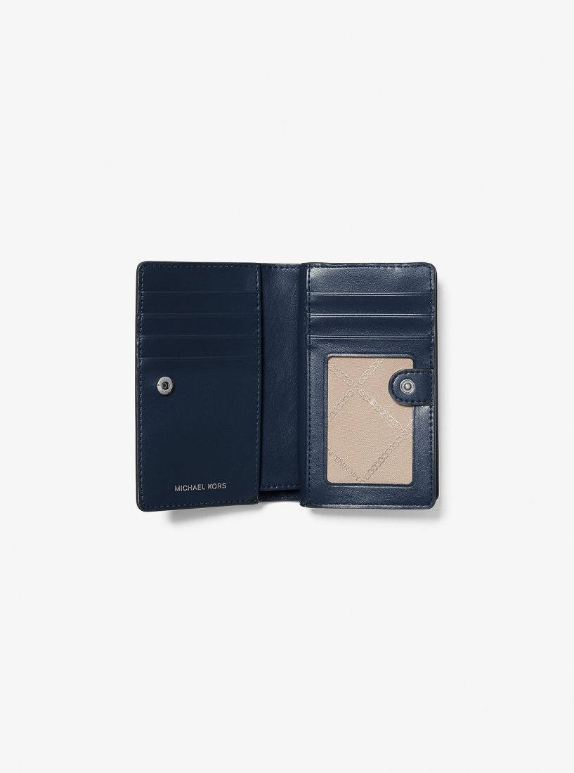 Michael Kors Empire Medium Pebbled Leather Wallet Geldbörse Damen Navy | AGBYZH387