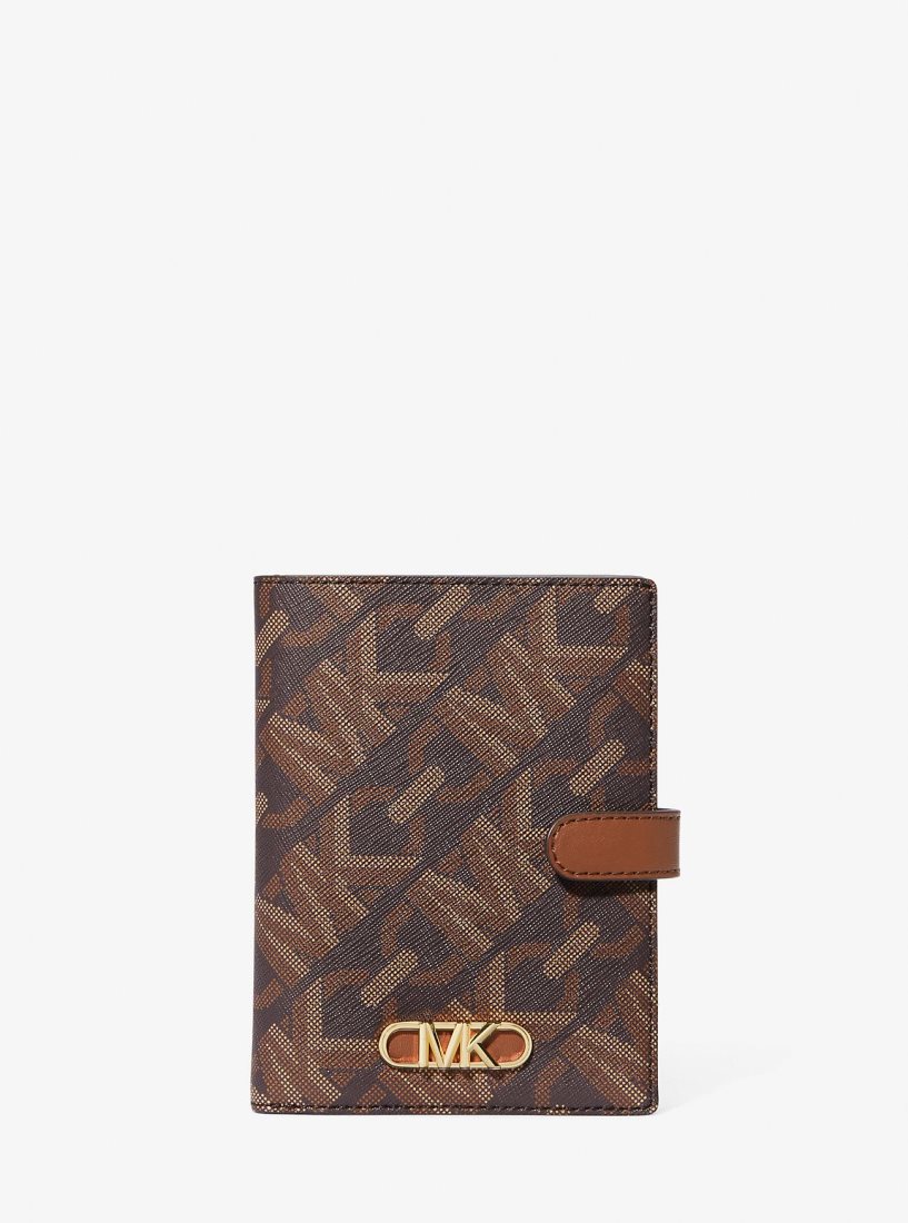 Michael Kors Empire Medium Signature Logo Passport Wallet Reisetasche Damen Braun | KMDELV156