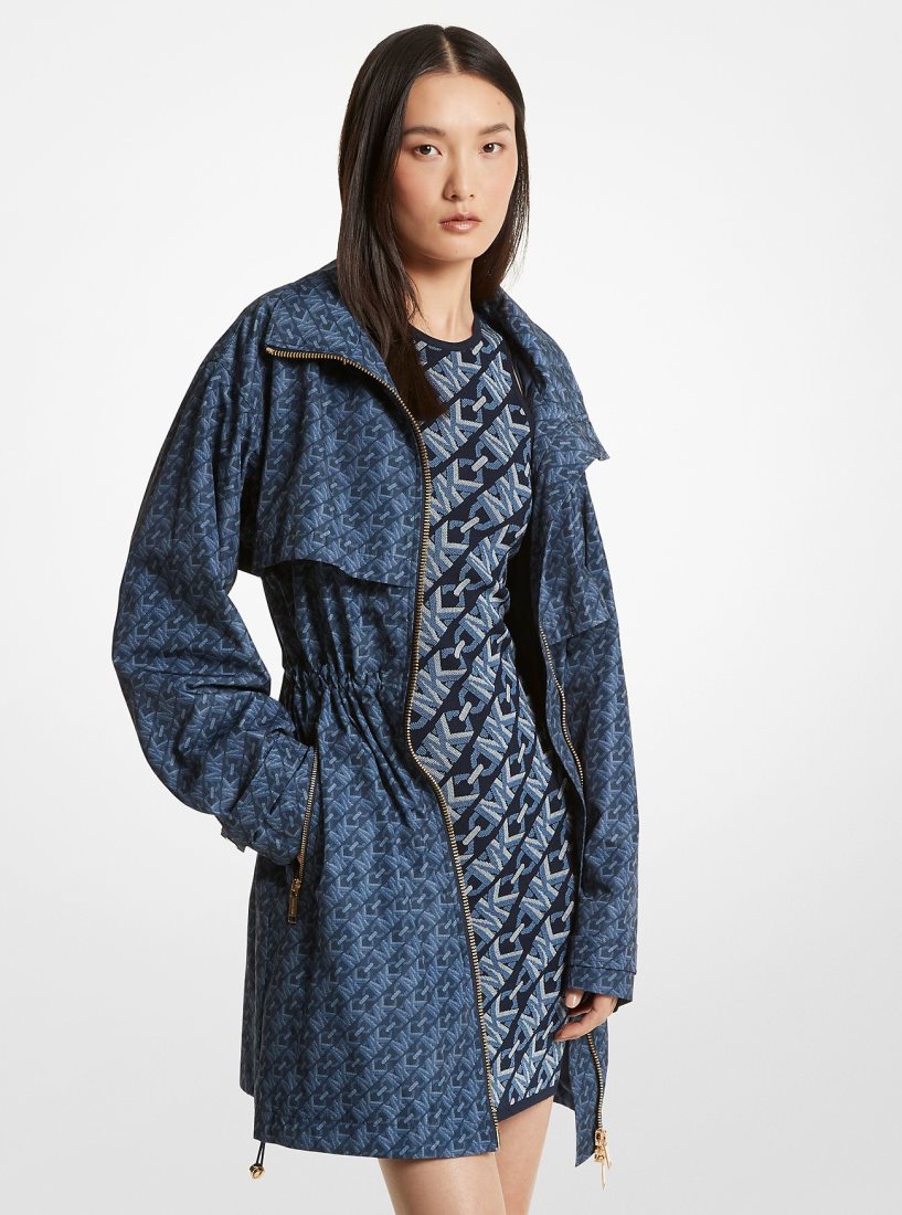 Michael Kors Empire Signature Logo Print Woven Anorak Jacken Damen Midnightblue | UDYLRN320