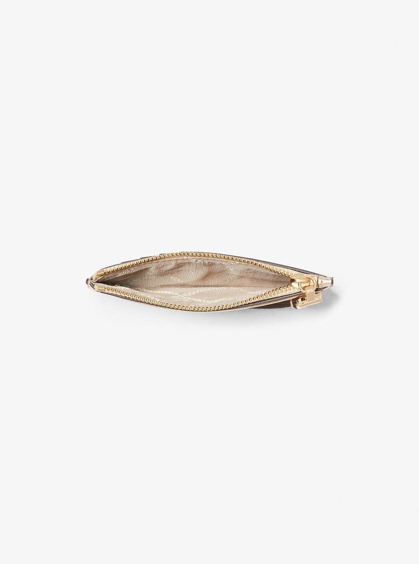 Michael Kors Empire Small Metallic Leather Card Case Kartenhülle Damen Gold | IRONLA705